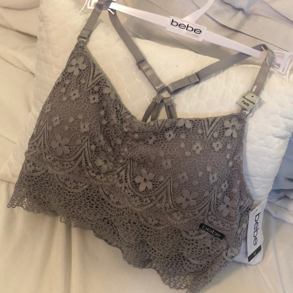 Grey Bebe Intimates Lace Bralette NWT